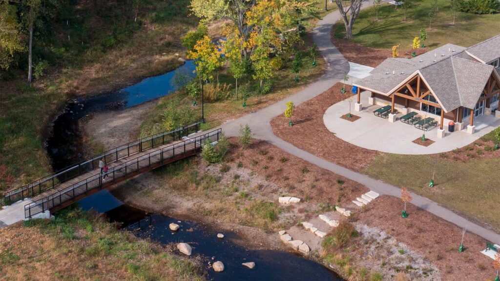 Arden Park shelter and walking bridge