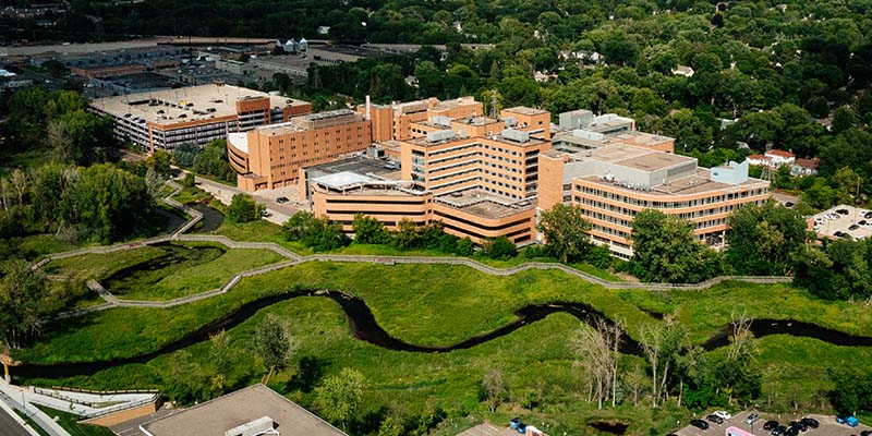 Minnehaha Creek at Methodist Hospital aerial