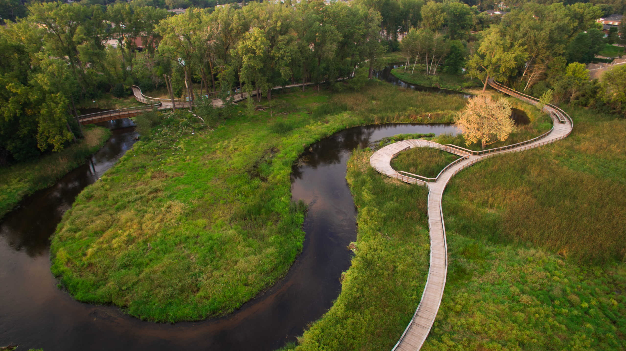Minnehaha Creek as it meanders through the Minnehaha Creek Preserve in St. Louis Park.